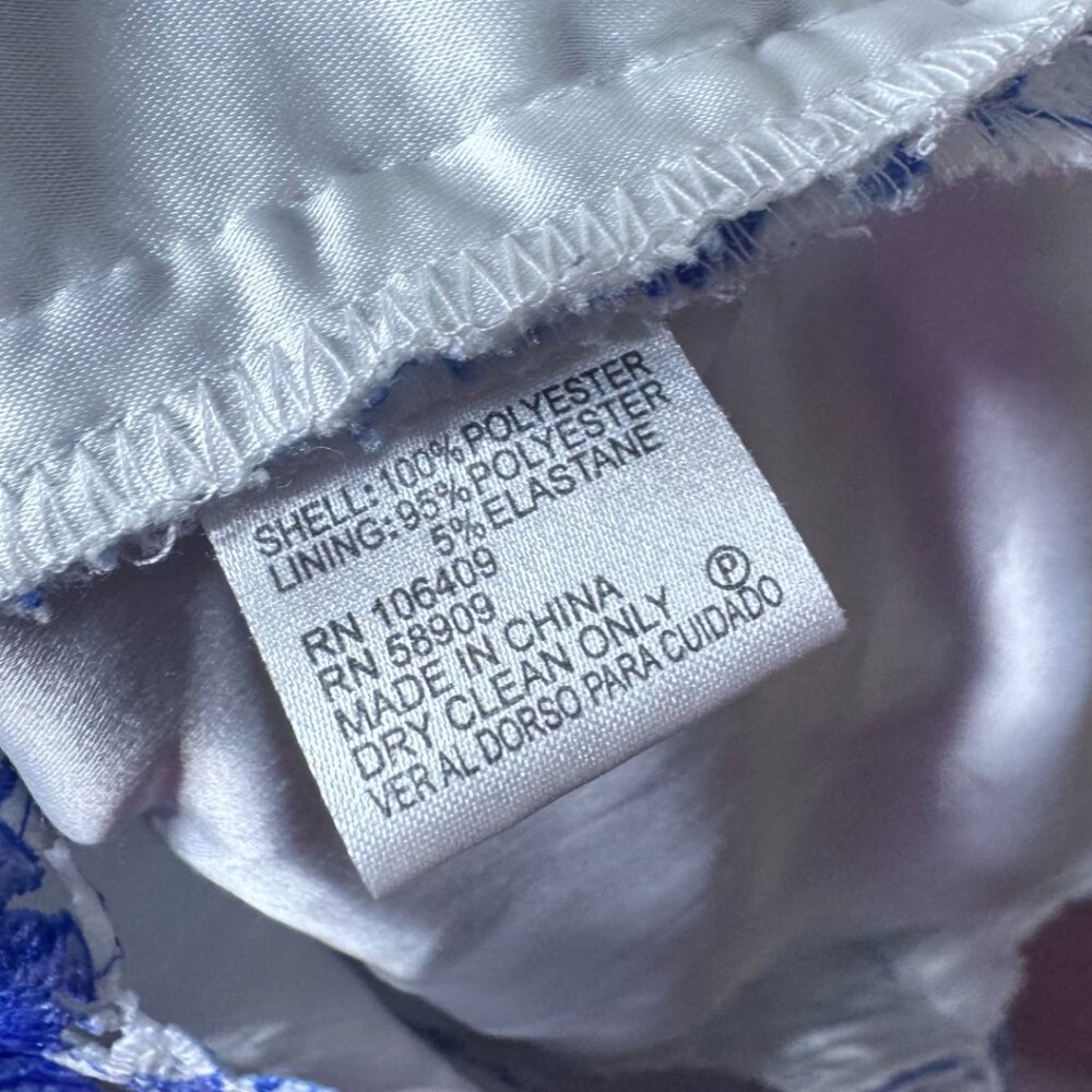 Antonio Melani Womens Size 8 Blue White Lace Floral Sheath Dress Scalloped Hem - Picture 12 of 12